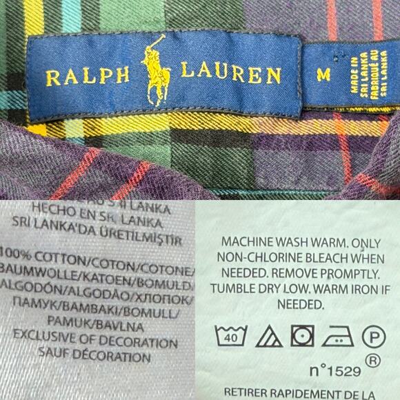 Polo Ralph Lauren Plaid Button Down Shirt Mens Medium Brushed Cotton Flannel - Picture 6 of 7